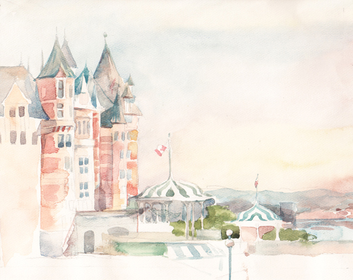 StoreGal/store/Watercolor/Frontenac Castle Quebec 14x11.jpg